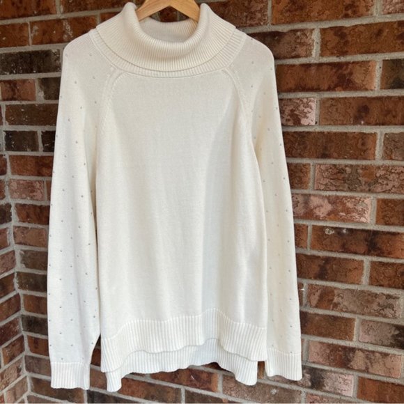 DKNY  * Studded 100% Cotton Turtleneck Jumper Sweater  EUC Size XL - Picture 2 of 14